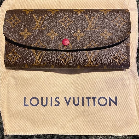 Louis Vuitton Brown Poppy Red Emilie Monogram Long Wallet. Brand New! - Picture 7 of 14